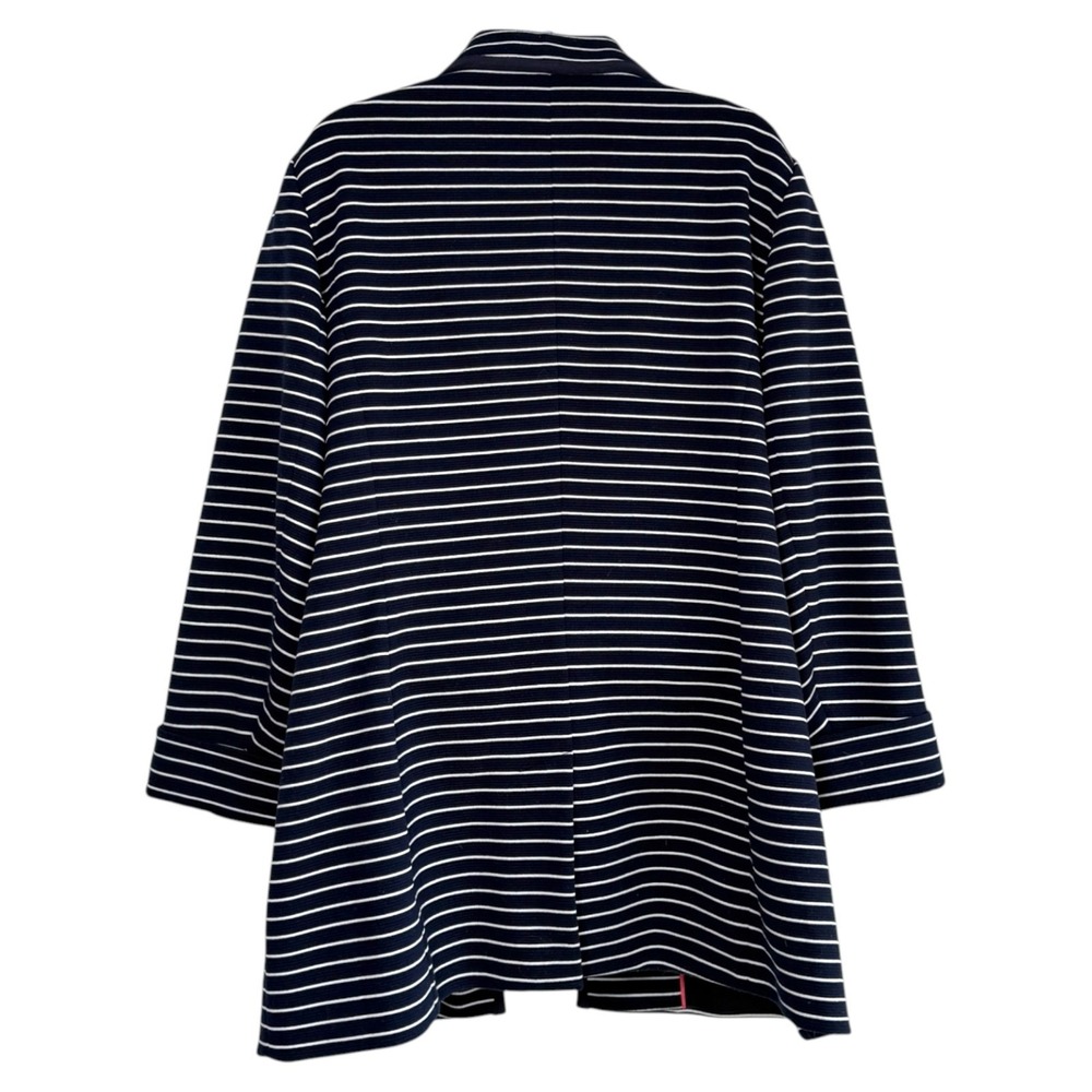 Talbots Striped Knit Open Blazer Jacket Plus Size 1X Navy White Stretch Nautical - Picture 5 of 7